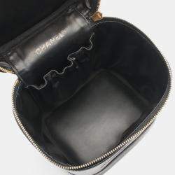 Pre Owned Chanel Coco Mark Hand Vanity Vertical Bag Leather Black