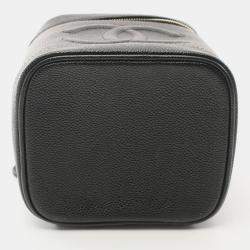 Pre Owned Chanel Coco Mark Hand Vanity Vertical Bag Leather Black