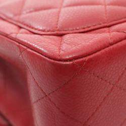 Pre Owned Chanel Mini Matelasse Shoulder Bag Grained Calfskin Red