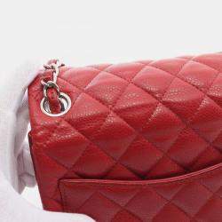Pre Owned Chanel Mini Matelasse Shoulder Bag Grained Calfskin Red