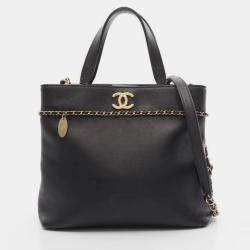 Pre Owned Chanel Coco Mark Matelasse 2Way Shoulder Bag Leather Black