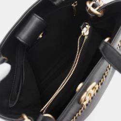 Pre Owned Chanel Coco Mark Matelasse 2Way Shoulder Bag Leather Black