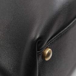 Pre Owned Chanel Coco Mark Matelasse 2Way Shoulder Bag Leather Black