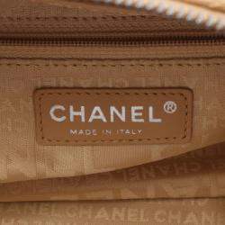 Pre Owned Chanel Chocolate Bar Shoulder Bag Calfskin Leather Beige