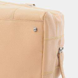 Pre Owned Chanel Chocolate Bar Shoulder Bag Calfskin Leather Beige