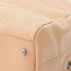 Pre Owned Chanel Chocolate Bar Shoulder Bag Calfskin Leather Beige