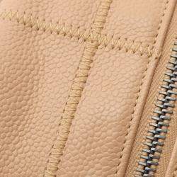 Pre Owned Chanel Chocolate Bar Shoulder Bag Calfskin Leather Beige