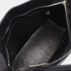 Pre Owned Chanel Medallion Tote Hand Bag Calfskin Leather Black