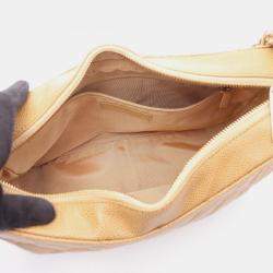 Pre Owned Chanel Matelasse Chain Shoulder Bag Calfskin Beige