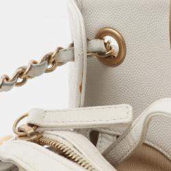 Pre Owned Chanel CC Coco Matelasse White Leather Chain Shoulder Bag