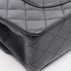 Pre Owned Chanel Matelasse Black Calfskin Duoble Flap Chain Shoulder Bag 