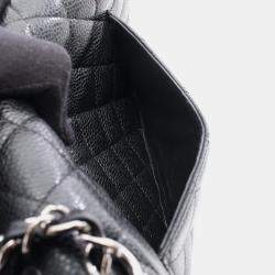 Pre Owned Chanel Matelasse Black Calfskin Duoble Flap Chain Shoulder Bag 