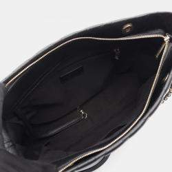 Pre Owned Chanel Matelasse Tote Chain Shoulder Bag Calfskin Leather Black