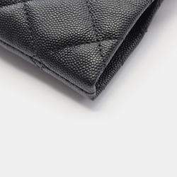 Pre Owned Chanel Matelasse Tote Chain Shoulder Bag Calfskin Leather Black