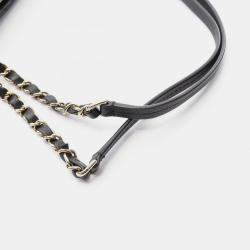 Pre Owned Chanel Matelasse Tote Chain Shoulder Bag Calfskin Leather Black