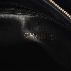 Pre Owned Chanel Coco Mark Tote Shoulder Bag Leather Calfskin Leather Black