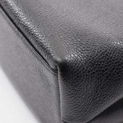 Pre Owned Chanel Coco Mark Tote Shoulder Bag Leather Calfskin Leather Black
