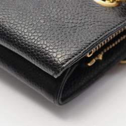 Pre Owned Chanel Coco Mark Tote Shoulder Bag Leather Calfskin Leather Black