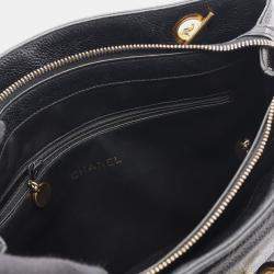 Pre Owned Chanel Coco Mark Tote Shoulder Bag Leather Calfskin Leather Black