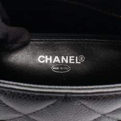 Pre Owned Chanel Medallion Tote Hand Bag Grained Calf Leather Black