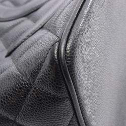 Pre Owned Chanel Medallion Tote Hand Bag Grained Calf Leather Black