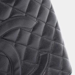 Pre Owned Chanel Medallion Tote Hand Bag Grained Calf Leather Black