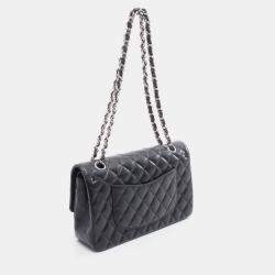 Pre Owned Chanel Matelasse W Flap Chain Shoulder Bag Calf Leather Black