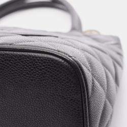Pre Owned Chanel Medallion Tote Hand Bag Calfskin Leather Black