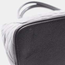 Pre Owned Chanel Medallion Tote Hand Bag Calfskin Leather Black