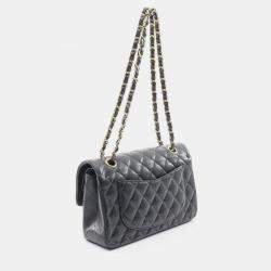 Pre Owned Chanel Matelasse W Flap Chain Shoulder Bag Calf Leather Black