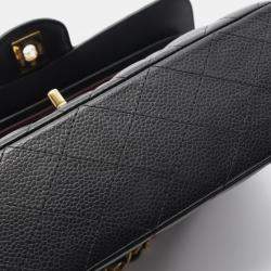 Pre Owned Chanel Matelasse W Flap Chain Shoulder Bag Calf Leather Black