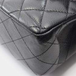 Pre Owned Chanel Matelasse W Flap Chain Shoulder Bag Calf Leather Black