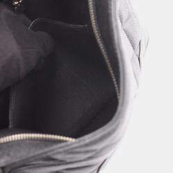 Pre Owned Chanel Medallion Tote Hand Bag Leather Grained Calfskin Black