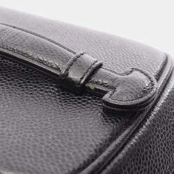 Pre Owned Chanel Coco Mark Vanity Vertical Handbag Calfskin Leather Black