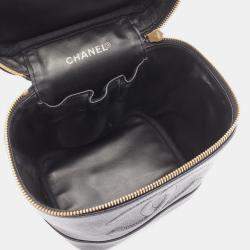 Pre Owned Chanel Coco Mark Vanity Vertical Handbag Calfskin Leather Black