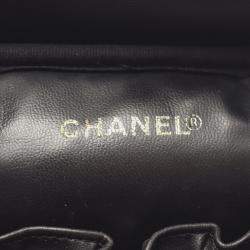 Pre Owned Chanel Coco Mark Vanity Vertical Handbag Calfskin Leather Black