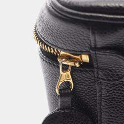 Pre Owned Chanel Coco Mark Vanity Vertical Handbag Calfskin Leather Black