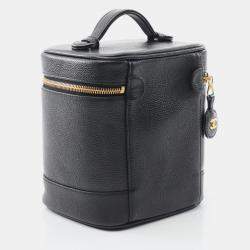 Pre Owned Chanel Coco Mark Vanity Handbag Calfskin Leather Black