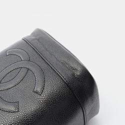 Pre Owned Chanel Coco Mark Vanity Handbag Calfskin Leather Black