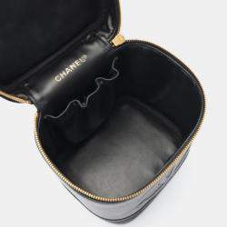 Pre Owned Chanel Coco Mark Vanity Handbag Calfskin Leather Black