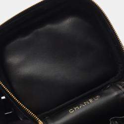 Pre Owned Chanel Coco Mark Vanity Handbag Calfskin Leather Black