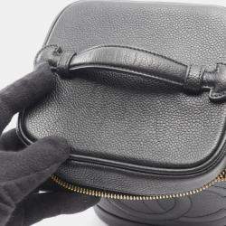 Pre Owned Chanel Coco Mark Vanity Handbag Calfskin Leather Black