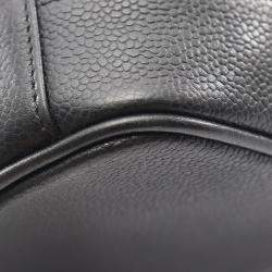 Pre Owned Chanel Coco Mark Vanity Handbag Calfskin Leather Black