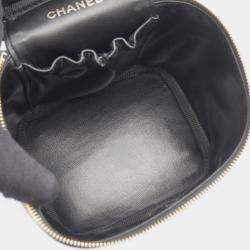 Pre Owned Chanel Coco Mark Vanity Handbag Calfskin Leather Black