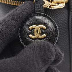 Pre Owned Chanel Coco Mark Vanity Handbag Calfskin Leather Black