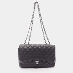 Pre Owned Chanel Jumbo Matelasse 30 Single Flap Chain Shoulder Bag Grained Calfskin