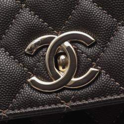 Pre Owned Chanel Coco Handle 29 Flap Matelasse Shoulder Handbag Leather Brown