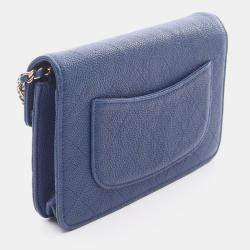 Pre Owned Chanel Matelasse Half Coco Chain Shoulder Crossbody Calf Leather Blue