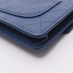 Pre Owned Chanel Matelasse Half Coco Chain Shoulder Crossbody Calf Leather Blue