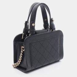 Pre Owned Chanel Matelasse Shoulder Crossbody Bag Leather Calfskin Black